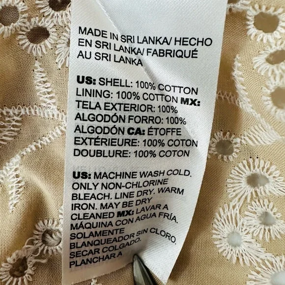 Chico's Eyelet Ruffle Neck Tiered Midi Dress Neutral - Picture 10 of 12